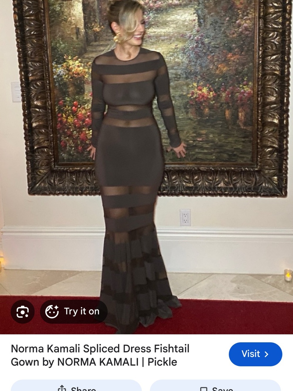 Norma Kamali Chocolate Brown Long-Sleeve Sheer-Stripe Maxi Dress